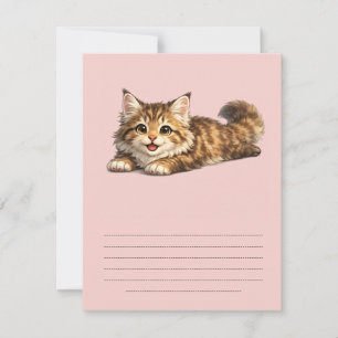 Cartão RSVP Feliz gato Maine Coon Design de Vibrações Positiva