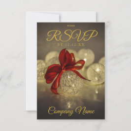 Cartão RSVP Feriado Corporativo de Ornamento Dourado Preto