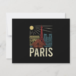 Cartão RSVP Férias em Paris, Férias na França, Torre Eiffel, A