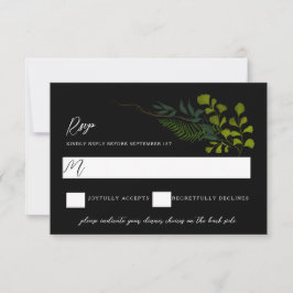 Cartão RSVP Fern Pepper Tree Deixa Jardim Negro