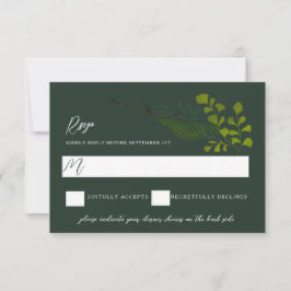 Cartão RSVP Fern Pepper Tree Deixa Jardim Verde Escuro