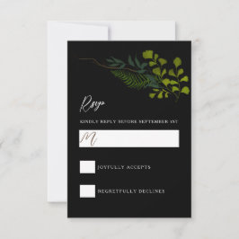 Cartão RSVP Fern Pepper Tree Deixa O Jardim De Casamento Verti