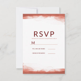 Cartão RSVP Ferrugem Vermelha Argila Marrom Aquarela Casamento