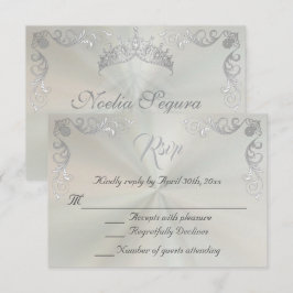 Cartão RSVP Festa de 15 Anos Vintage Border - Verde Pastel/Pra