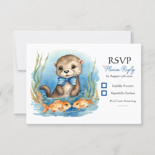 Cartão RSVP Festa de aniversário Baby Otter Boy