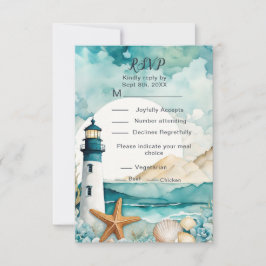 Cartão RSVP Festa de Aniversário de Dezesseis Anos com Farol N