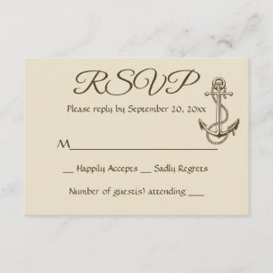 Cartão RSVP Festa de casamento castanha da Anchor do Navio Náu