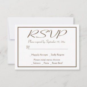 Cartão RSVP Festa de Casamento Moderna Minimalista Marrom Eleg