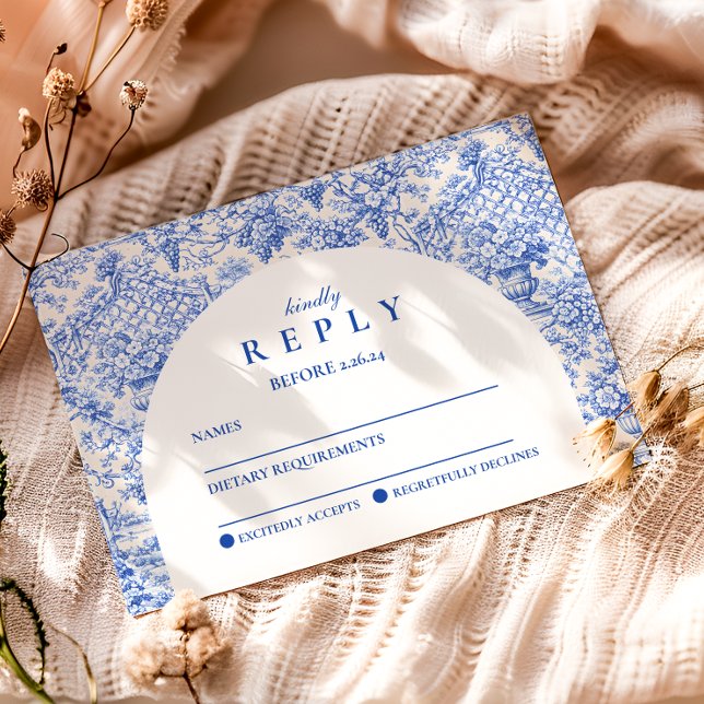 Cartão RSVP Festa de Formatura no Jardim Azul Romântico (Criador carregado)