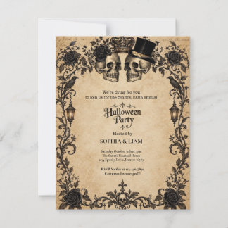 Cartão RSVP Festa de Halloween para Adultos Caveira Gótica Vin