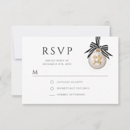 Cartão RSVP Festa de Natal Elegante Black White