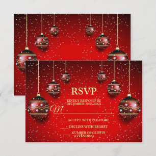 Cartão RSVP Festa de Natal - Feriados Vermelhos de inverno Ele
