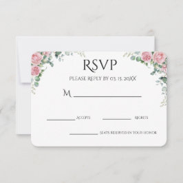 Cartão RSVP Festa de Noivado Floral com Aquarela Rosa