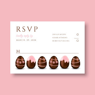 Cartão RSVP Festa de Páscoa Ovos Cor-de-Rosa Fofos