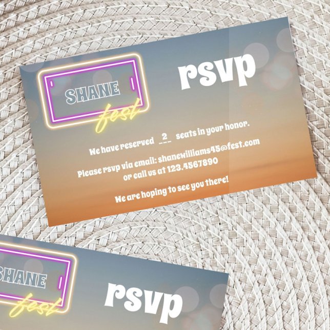 Cartão RSVP Festival de Música Boho Concert Fest Pastel (Music Festival rsvp card, music fest birthday, concert theme birthday, coachella rsvp card, ferris w)