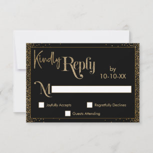 Cartão RSVP Festivo gentilmente Responda Faux Dourado Confetti