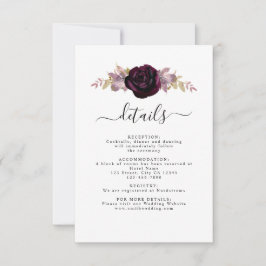 Cartão RSVP Ficha Pormenorizada de Casamento Floral de Pluma d