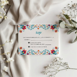 Cartão RSVP Fiesta Colorful Botanical Floral Spanish Wedding