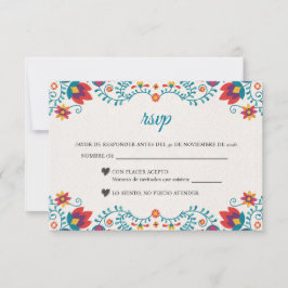 Cartão RSVP Fiesta Colorful Botanical Floral Spanish Wedding