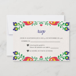 Cartão RSVP Fiesta Colorful Floral Botanical Spanish Wedding