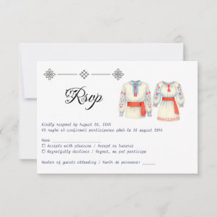 Cartão RSVP Figurinos Tradicionais de Casamento Russo Romenos