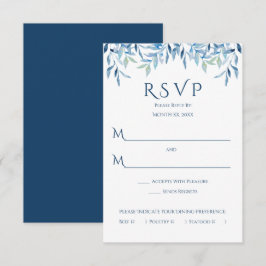 Cartão RSVP Filiais Selvagens Azuis, Casamento por Aquarela