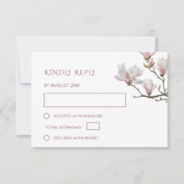 Cartão RSVP Fine Art Painted Magnolia Flowers Wedding