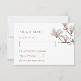 Cartão RSVP Fine Art Painted Magnolia Flowers Wedding