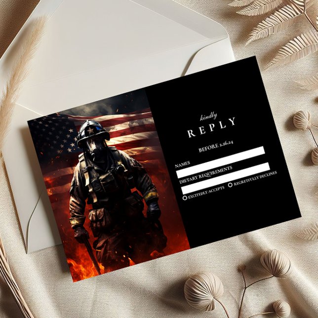 Cartão RSVP Firefighter Class of 2026 Graduation (Criador carregado)