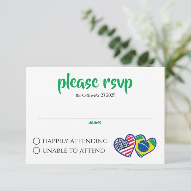 Cartão RSVP Flagres do Coração Americano (Em pé/Frente)