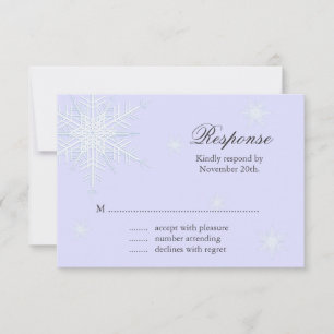 Cartão RSVP Floco de neve do inverno da lavanda que Wedding