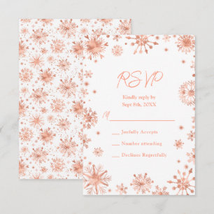 Cartão RSVP Flocos de Neve em Dourado Rosa de Inverno