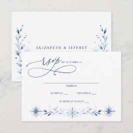 Cartão RSVP Flocos de Neve Monograma Elegante Casamento de Inv
