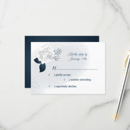Cartão RSVP Flor branca e marinhos
