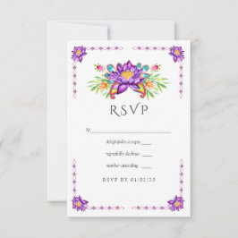 Cartão RSVP Flor de Lótus Aquarela Casamento Indiano