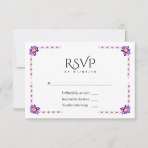 Cartão RSVP Flor de Lótus Indiana em Aquarela