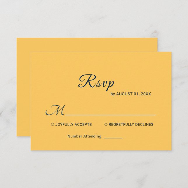 Cartão RSVP Flor de Raios Simples Elegante com Casamento Monog (Frente/Verso)