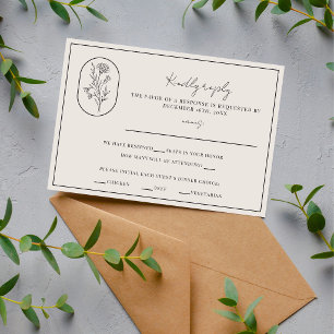 Cartão RSVP Flor do Mês Janeiro Casamento Totalmente Perso