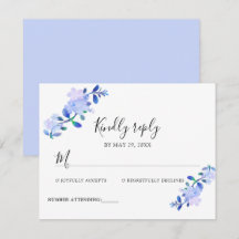 flor & folhas em estilo aquarela azul empoeirado r