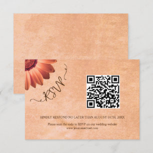 Cartão RSVP Flor Gerbera no casamento de pêssego Abstrato
