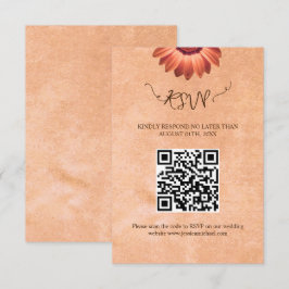 Cartão RSVP Flor Gerbera no casamento de pêssego Abstrato