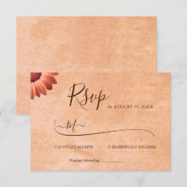 Cartão RSVP Flor Gerbera no casamento de pêssego Abstrato