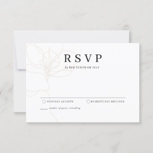 Cartão RSVP Flor ilustrada desenhada à mão