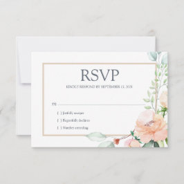 Cartão RSVP Florais de Aquarela Rosa Elegante