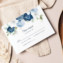 Cartão RSVP Floral Azul com Pó Botânico
