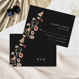Cartão RSVP Floral Boho Chic Wedding
