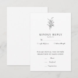 Cartão RSVP Floral Botânica Minimalista | Casamento Chic Flor