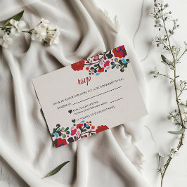 Cartão RSVP Floral Colorful Botanical Flowers Spanish Wedding