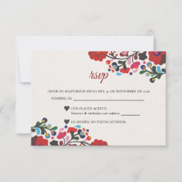 Cartão RSVP Floral Colorful Botanical Flowers Spanish Wedding