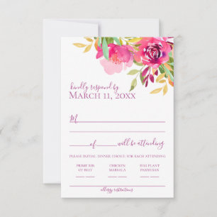 Cartão RSVP Floral de Aquarela Tropical Brilhante